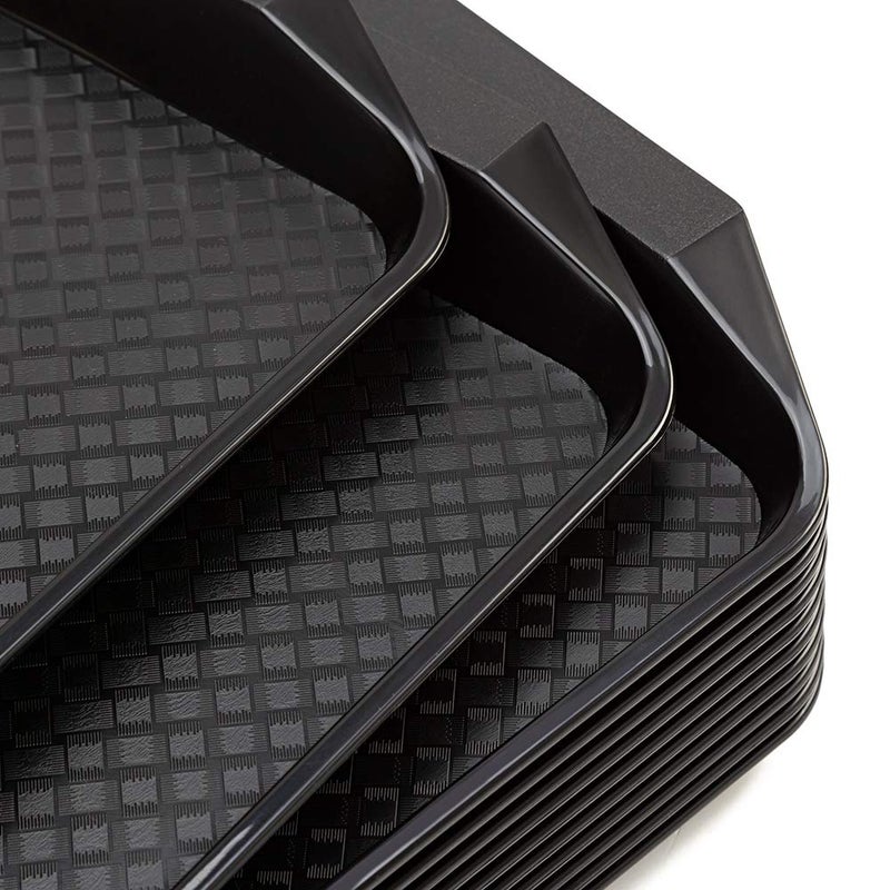 Eslite Plastic Fast Food Serving Tray,16.95 by 11.82-Inch,Set of 12 (Black) - Image 3